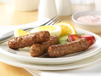 Pork Breakfast Sausage Links With Eggs and Fruit