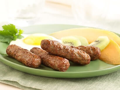 Pork Breakfast Sausage Links With Eggs and Fruit
