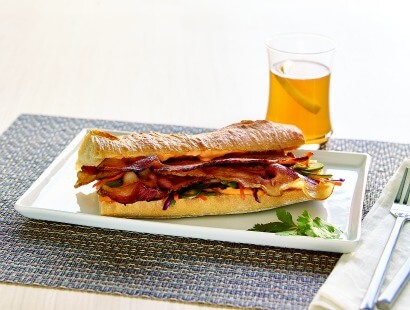 Bacon Banh Mi Sandwich with Sriracha Mayo