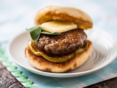 Sausage Breakfast Sandwich with Roasted Apple & Cheddar